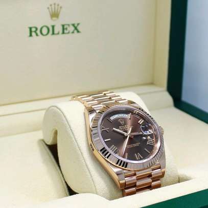 Rolex President 40mm Day-Date Rose Gold Chocolate Dial Watch image 6