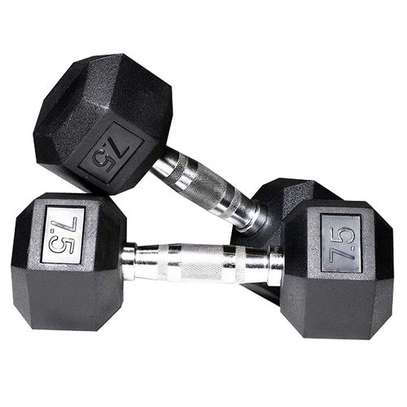 Pair Rubber Coated Hexagon Dumbbell image 2
