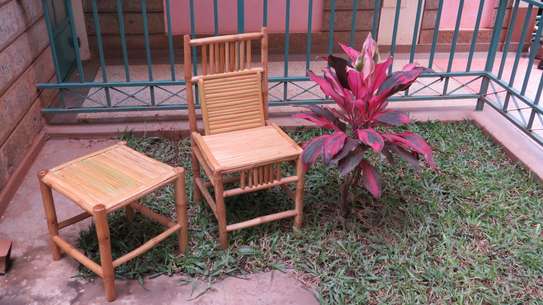 Bamboo Rustic Outdoor Chair Side Table Set image 1