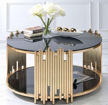 Coffee Table; Marble Round Golden Coffee Table image 4