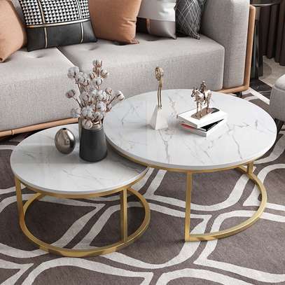 2 Piece White Marble Top Coffee Table image 10