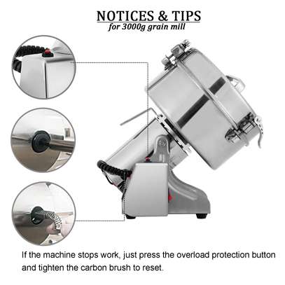 3000g High Power Commercial Nut Grinder Machine/Electric Flour Mill Machinery image 1