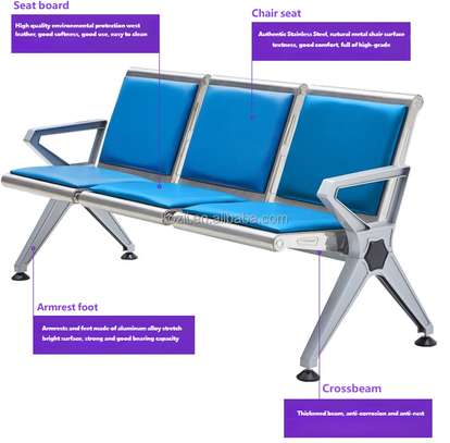 3-Link Leather Reception Bench image 5