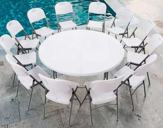 Outdoor Table; 1.5m Round Space-Saving Foldable Table image 4