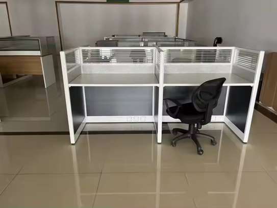 Office Desk: Grey 4-Person Office Workstation image 2