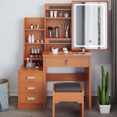 Dressers: White Wooden Make Up Vanity Set For Bedrooms image 4