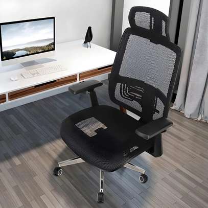 Office Chair: Adjustable Arms Orthopedic Fabric Mesh Chair image 1