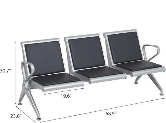 Office Bench: Three Link Heavy Duty Waiting Chair image 4