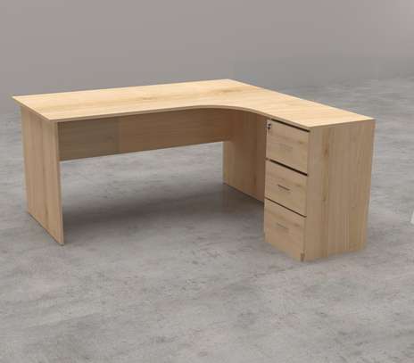 Office Desk :  L-Shaped Wooden Desk with Drawers image 3