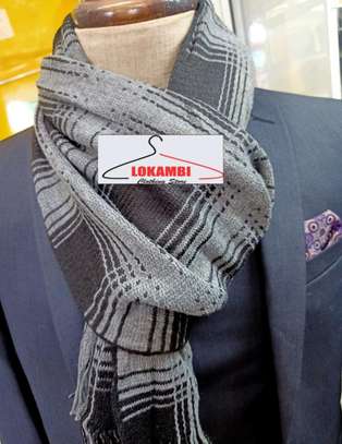 Grey,black,white and Redwine stripped scarves. image 1