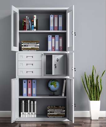 Glass Door Steel Filing Cabinet –3-Drawer Metal Storage image 3