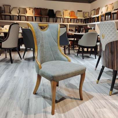 Wood Base Leather Dining Chair image 3