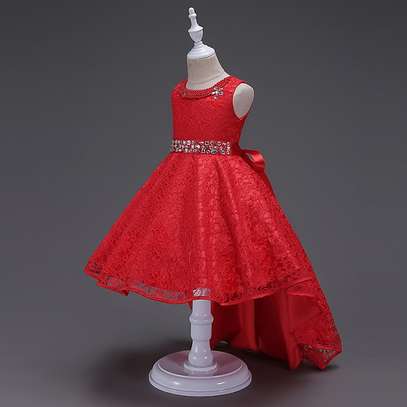 Navy Blue Party Dress Girls Sleeveless Bow Detail image 3