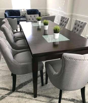 Modern 8-Seater Grey Chesterfield Dining table image 1
