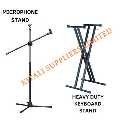 Heavy duty Metalic keyboard stand + microphone stand image 3