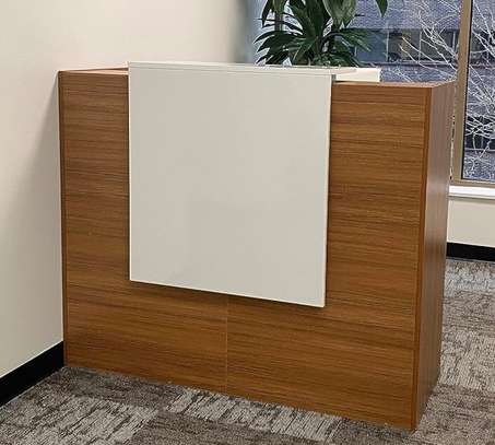 Office Desk: 1.4M Brown Reception Working Desk image 3