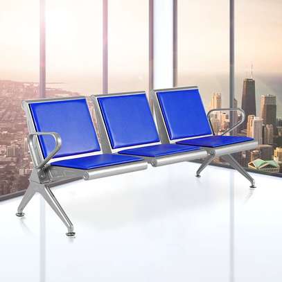 Blue PU Leather Airport Reception Waiting Chair image 3