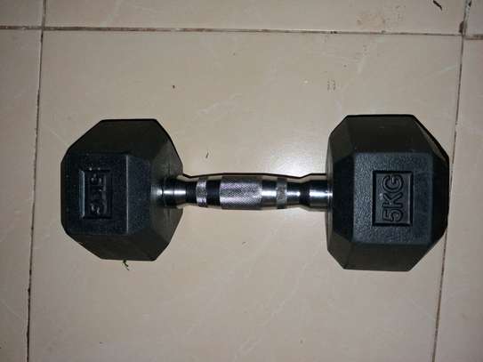 5kg Hex Dumbbells Rubber-Coated Metal Handles image 4