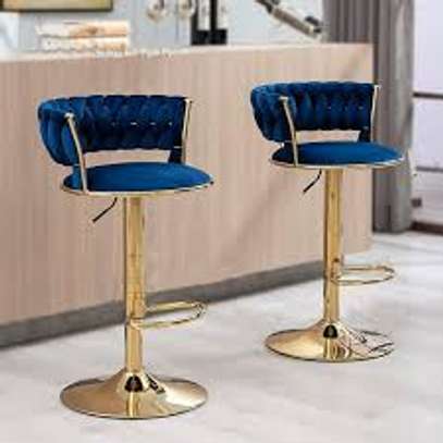 Gold Metal Swivel Barstool and Adjustable Height image 1