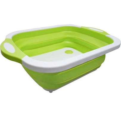Sink Cut Washing Fruit Vegetables Dual-purpose Kitchen Multifunctional Storage Folding Cutting Board Drain Basket(Green) image 1