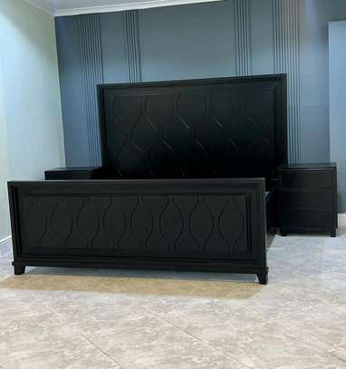 Mahogany wooden beds with cabinets image 4