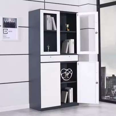 Sleek Modern White & Gray 2 Door Cabinet image 3