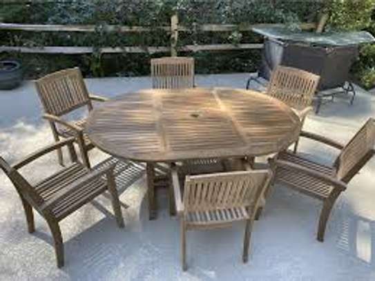 Mahogany /Mvule outdoors dining table and chairs image 1