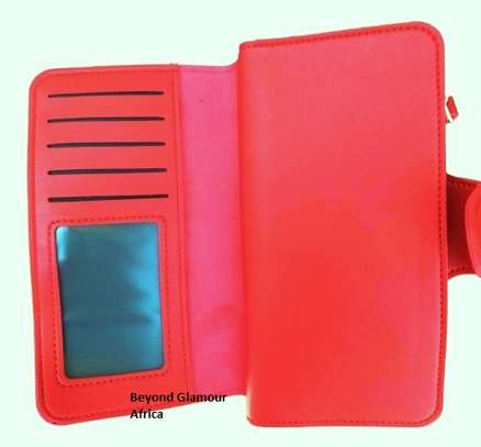 Womens Red Leather wallet and earrings image 2