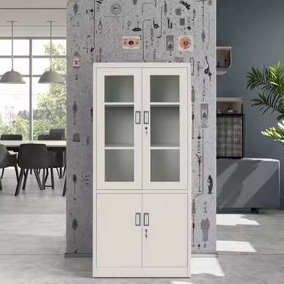 Half‑Glass 2‑Door Metallic Filing Cabinet image 1