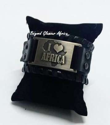 Black Leather Africa Bracelet image 4