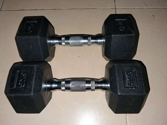 5kg Hex Dumbbells Rubber-Coated Metal Handles image 2