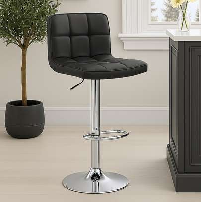 Chrome Base Leather Height Adjustable Counter Barstool image 5