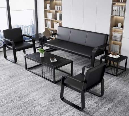 Office sofa: Modern Leather Reception Sofa image 9
