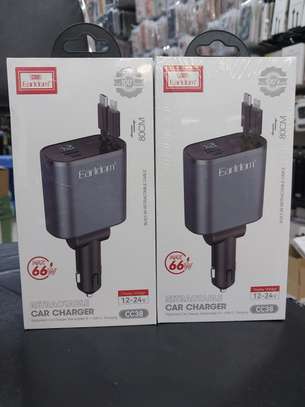 Earldom Retractable Car Charger 4 in 1 Car Phone Charger 66W image 2