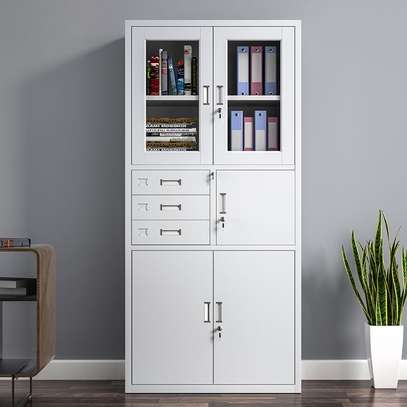 Durable Steel File Cabinet with Glass Door image 1