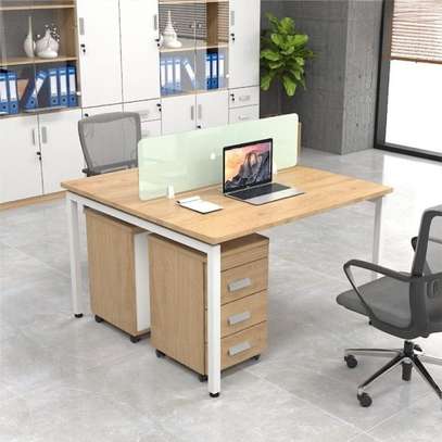 2 Person Wooden Metal Framed Workstation image 1