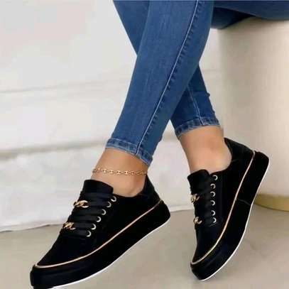 Ladies leather rubber like sneakers image 3