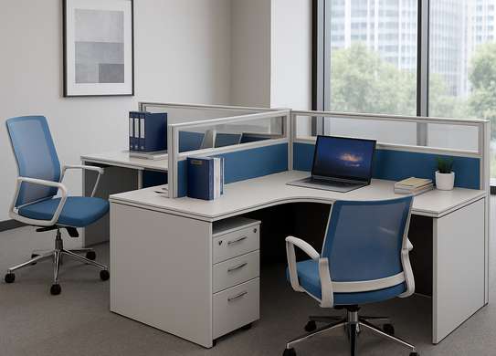 Office Workstation: Curve Design Two-Way Work Desk image 1