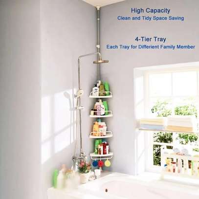 Telescopic bathroom corner shelf/Shower caddy-4 layer. image 1