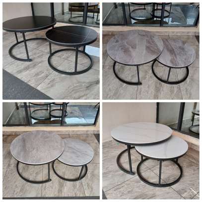 Glass Nesting Tables with Marble Effect image 4