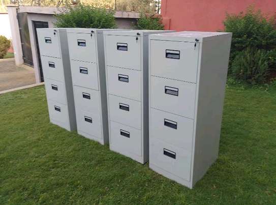 4-Drawer Metal Filing Cabinet Light Gray Lockable image 1