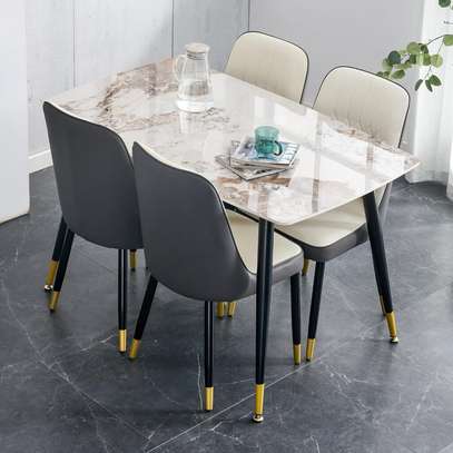 Dining Set; 4 Seater Marble Dinner Set image 4