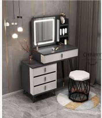 Dresser;  Modern Makeup Vanity Desk with Mirror, Lights, image 8