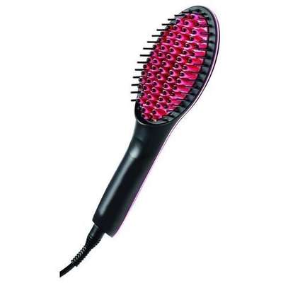 Simply Straight Hot comb/Simply Straight Ceramic Hair Brush Straightener, Black/Pink image 1