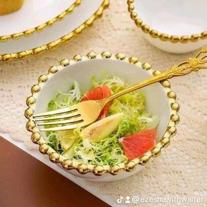 The 30pcs Nordic classy dinner set with gold rim. image 9