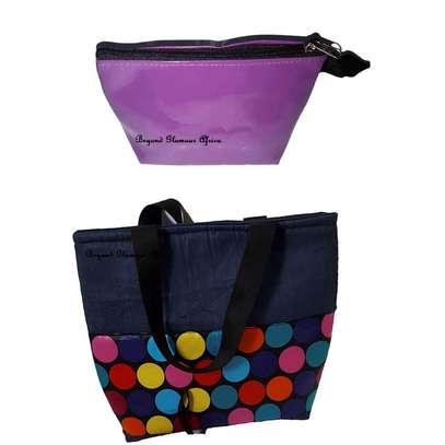 Womens Multicolor Polka denim handbag + coin purse image 5