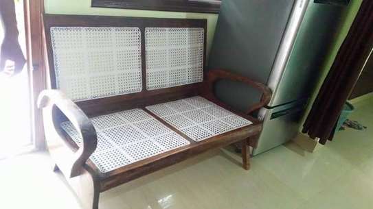 Lamu Office wooden- rattan-webbing waiting benches image 2