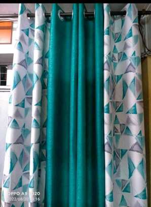 PLAIN BLUE AND PRINTED CURTAINS image 3