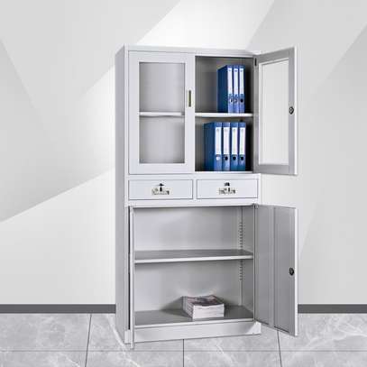 2-Door Metal Filing Cabinet with Lock and Glass Panels image 3