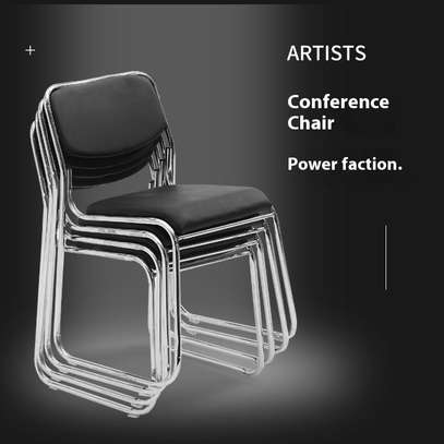 Stackable Leather Office Chairs – Chrome Metal Frame image 1